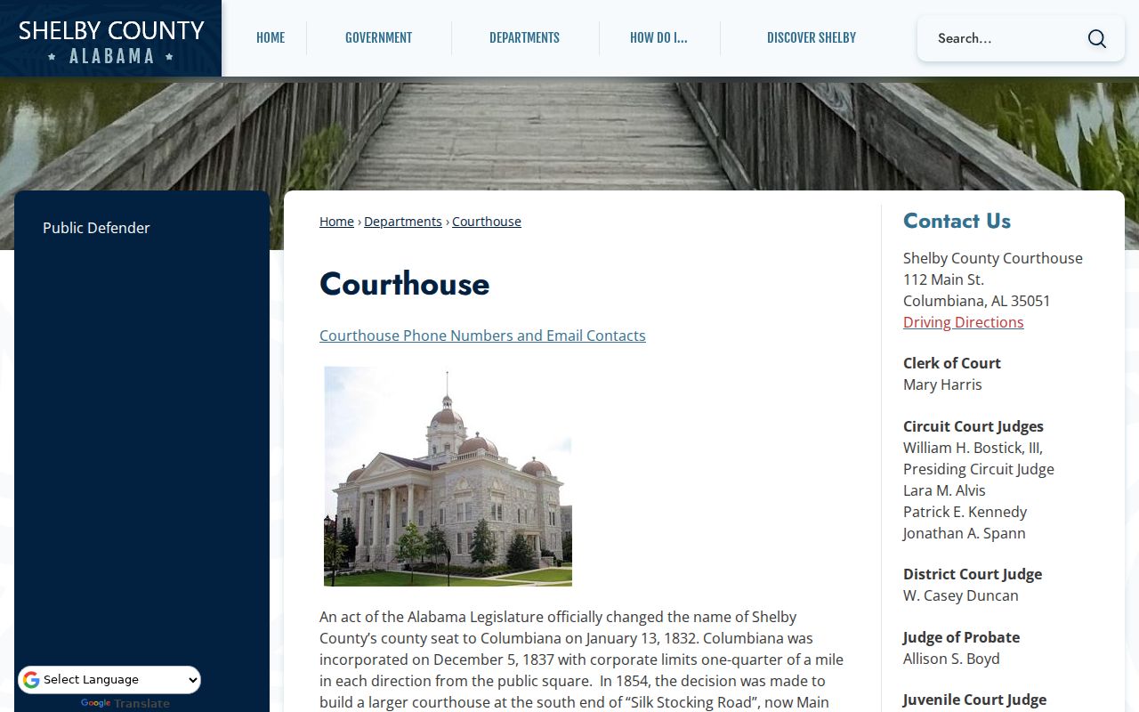 Shelby County courthouse for warrant records