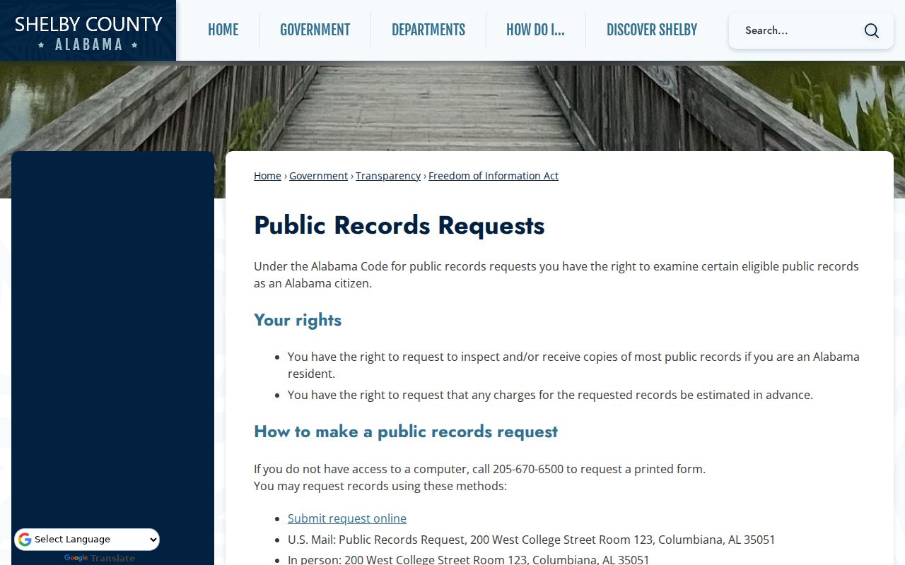 Shelby County warrant records request methods
