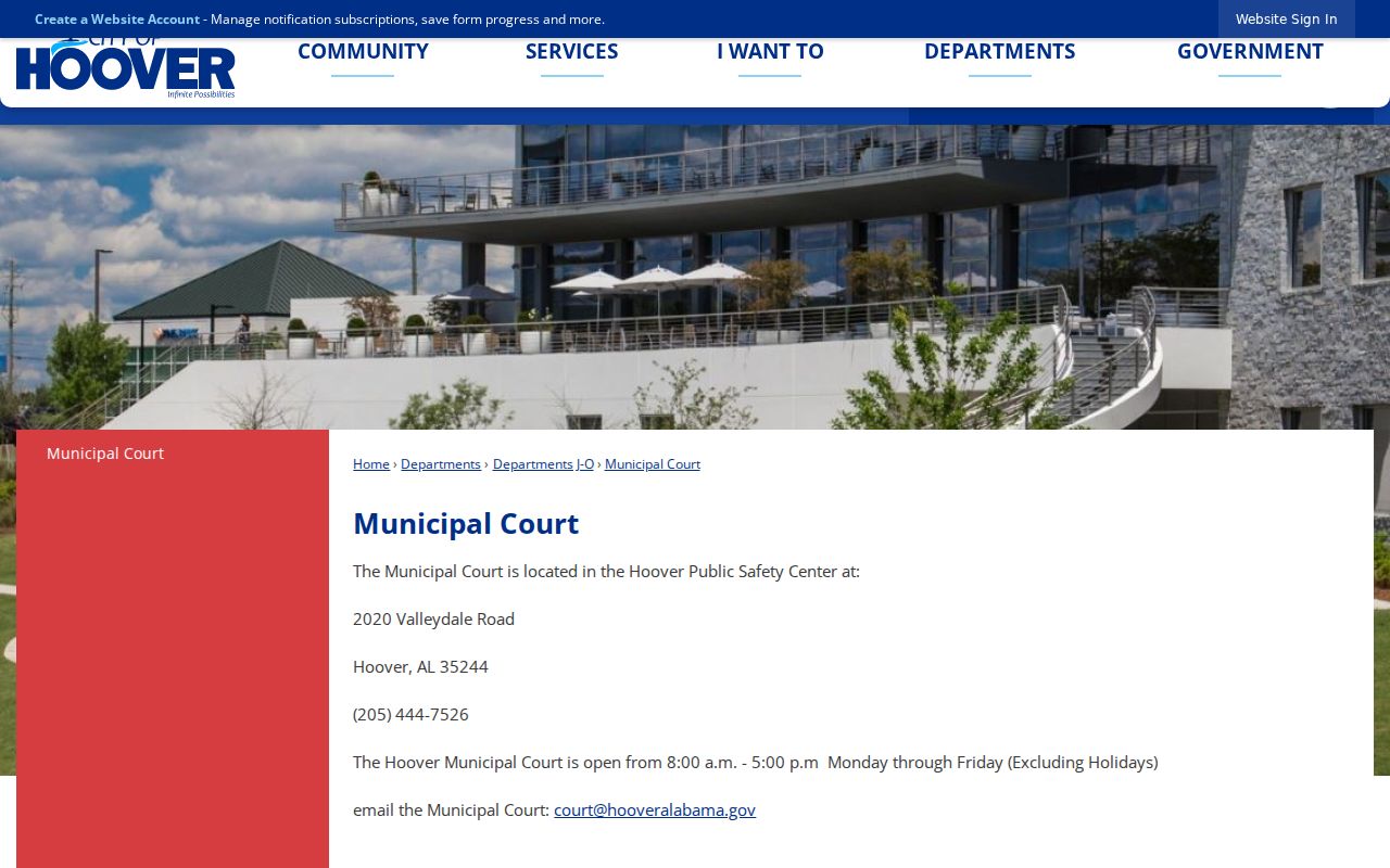 Shelby County municipal court warrant contact information for Hoover