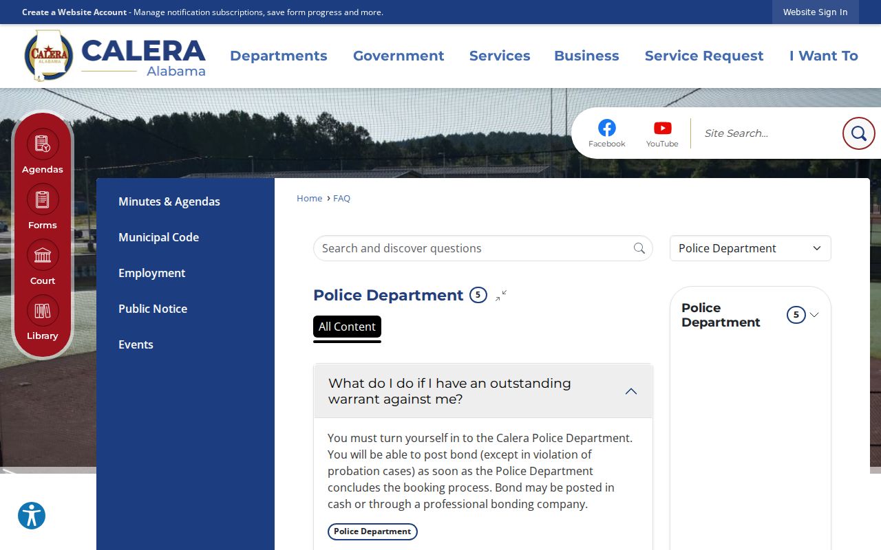 Calera official warrant turn-in and bond instructions